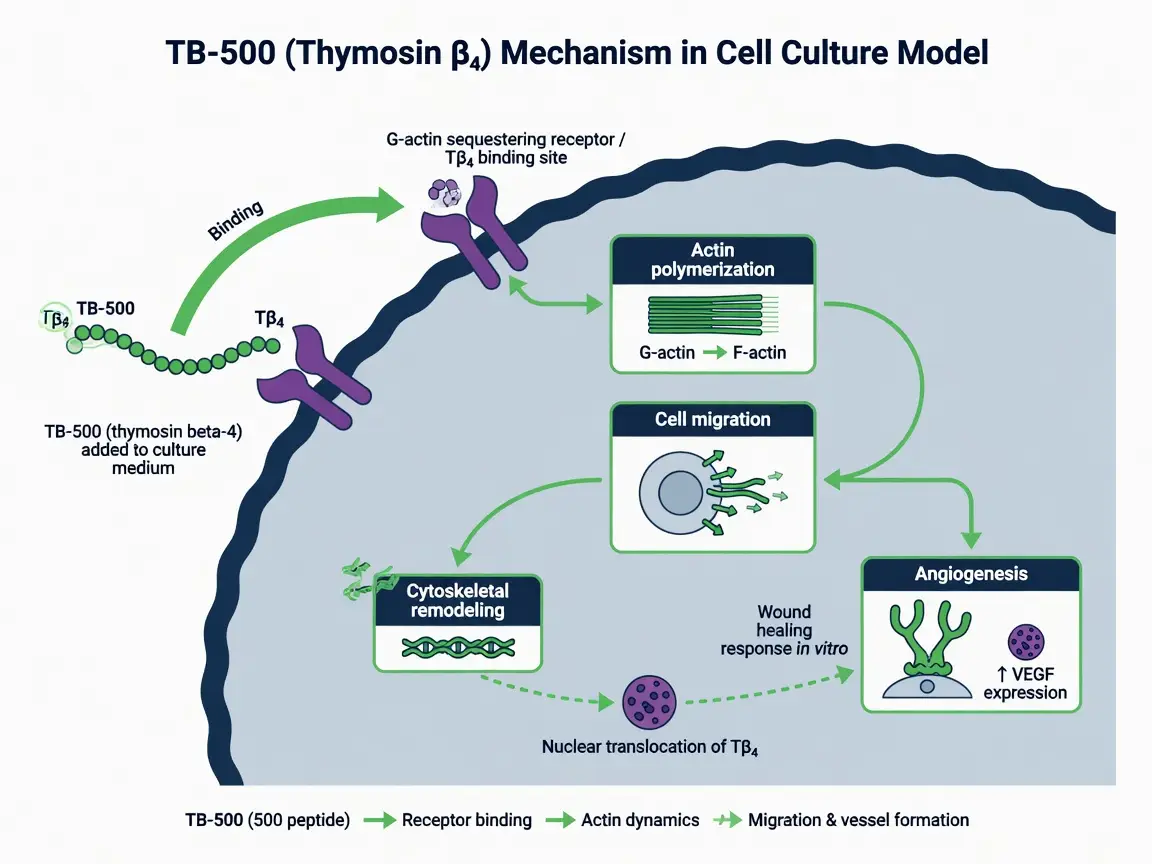 Infographic showing 500 peptide mechanism in cell research models